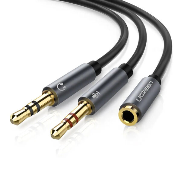 UGREEN 3.5mm Female to 2 Male Audio Cable Aluminum Case (Black)