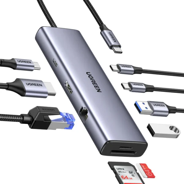 USB-C to 2*USB3.0+2*USBC+HDMI+RJ45+SD&TF +PD port
Converter USB-A&C + 4K@60Hz with PD