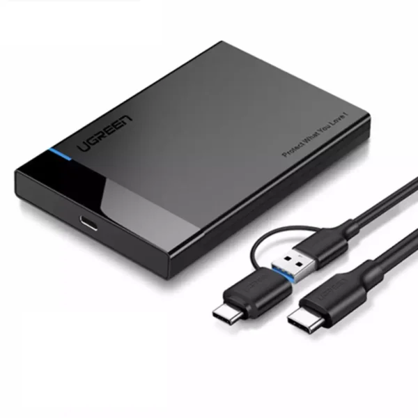 UGREEN USB 3.1 2.5" Hard Drive
Enclosure 6G with USB-A to USB-C
Cable + USB-C to USB-C Cable