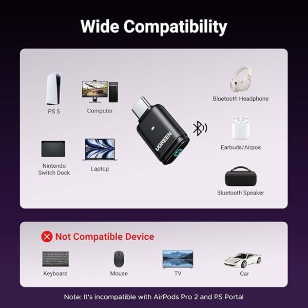 USB-C Bluetooth Transmitter AudioAdapter For PC/PS5/Switch 5.3 & aptx - Image 2