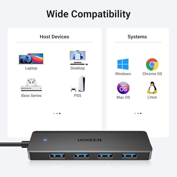 USB 3.0 A 4 Ports HUB Black 0.6M - Image 2