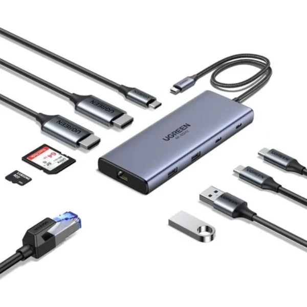 USB-C to USB-A 3.2+USB-A 3.0+2*USB-C
3.2+2*HDMI+RJ45 Gigabit+SD&TF +PD
port Converter USB-A&C 10Gbps +
4K@60Hz & 2*HDMI with PD