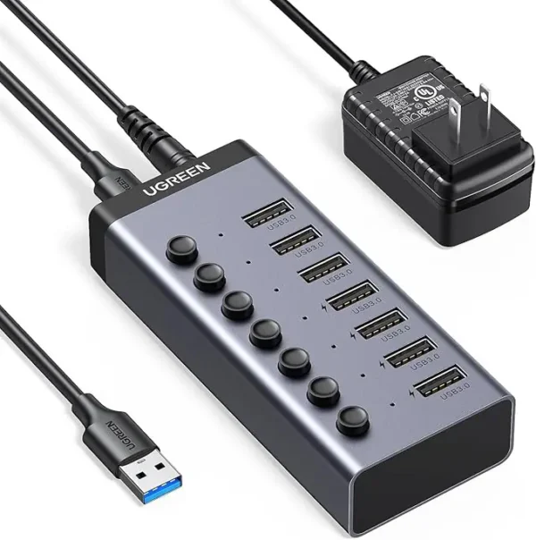 UGREEN USB-C to 7-Port USB-A 3.0 HubDC 12V EU