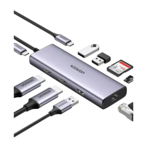 USB-C to 1*USB3.0+2*USB2.0+USBC3.0+2*HDMI+RJ45 Gigabit+SD&TF +PD
port Converter USB-A&C +8K@30Hz
&2*HDMI with PD